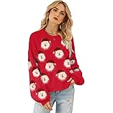 Rixiland Ugly Christmas Sweaters for Women Funny Santa Xmas Snowflake Holiday Party Cute Knitted Pullover Tops