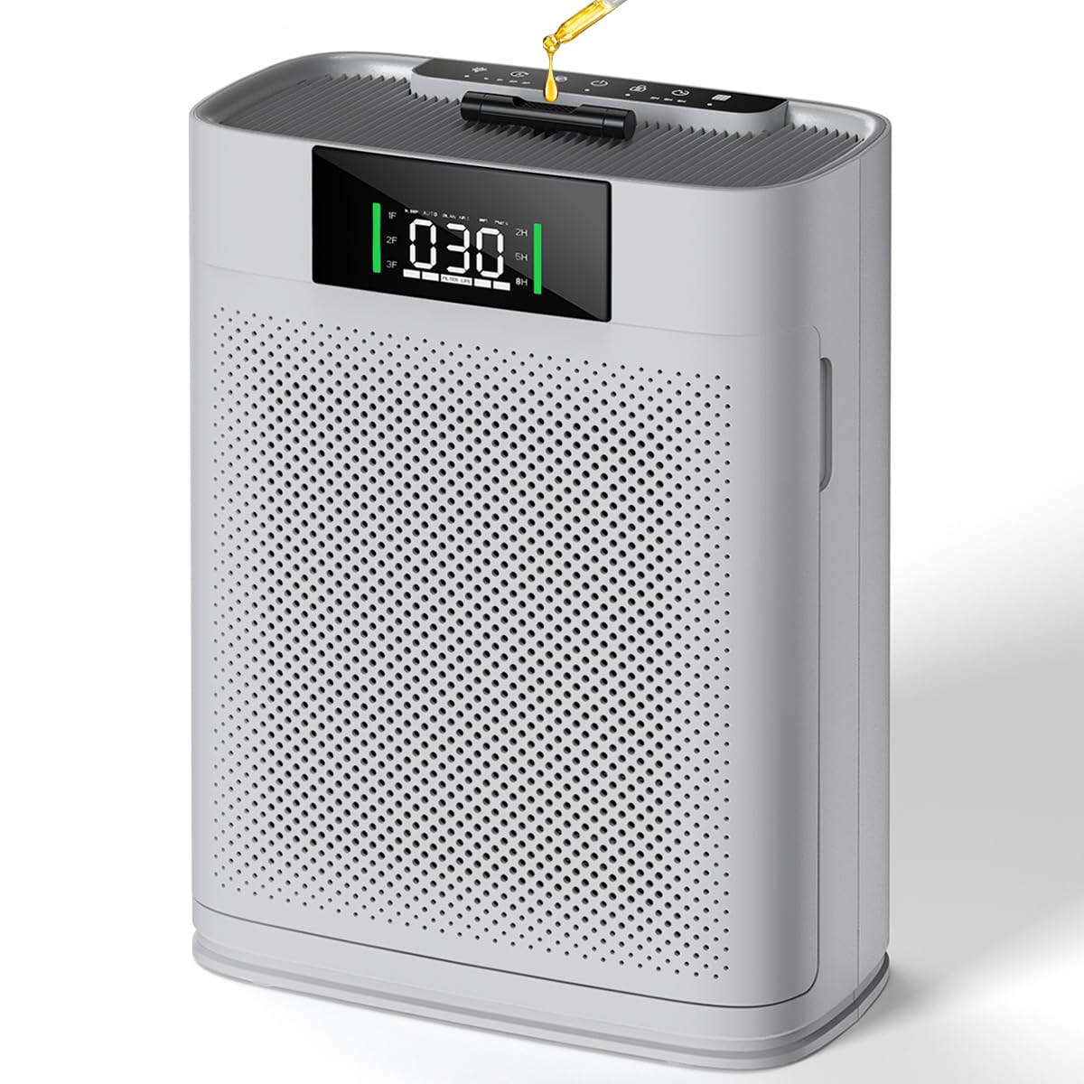 Air Purifier for Large Room up to 1500 Sq Ft, Honeyuan Air Purifiers for Home Pets, with PM 2.5 Display Air Quality Sensor, Aromatherapy, Gray