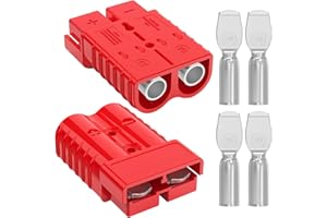 Hilictokt Anderson Connector 350A, 2/0 AWG Battery Quick Connect 12V-36V Anderson Plug Winch Wiring Kit for Winch, RV, Truck & Marine Applications (2 Pack) -RED