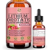 Pure Lithium Orotate Liquid Drops 5mg, Low Dose Lithium Brain Supplement | Cognitive Memory Mood Behavior, High Bioavailability Liquid Lithium-Orotate Drops for Kids Adults Vegan Non-GMO