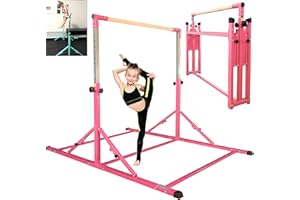 PreGymnastic Foldable Gymnastics Bar, 6FT Gymnastic Horizontal Bars, Folding Training Bar for Kids and Teenagers 3-18, Weight Limit 500 LB, Adjustable kip Bar,Children Home Gym Equipment Indoor