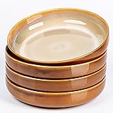 LERATIO 8.5'' Large Ceramic Pasta Bowls, 36oz Pasta Serving Bowls Set of 4 for Kitchen, Wide Bowls for Fruit,Pasta,Salad,Oatmeal,Meal, Microwave Safe, Reactive Glaze-Kahki