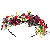 CoTeeZa Mushroom Butterfly Crown - Renaissance Elf Flower Crowns Fantasy Fairy Headpiece for Women Wedding Halloween Renfaire Costume Hair Accessories