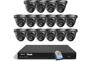 PANOOB 4K 16 Channel Security Camera System – 16x 5MP Wired IP Turret Dome Cameras with AI Human Detection, Built-in Mic, Remote Access, 4TB HDD NVR, 24/7 Recording, PD93A31616-5M-1
