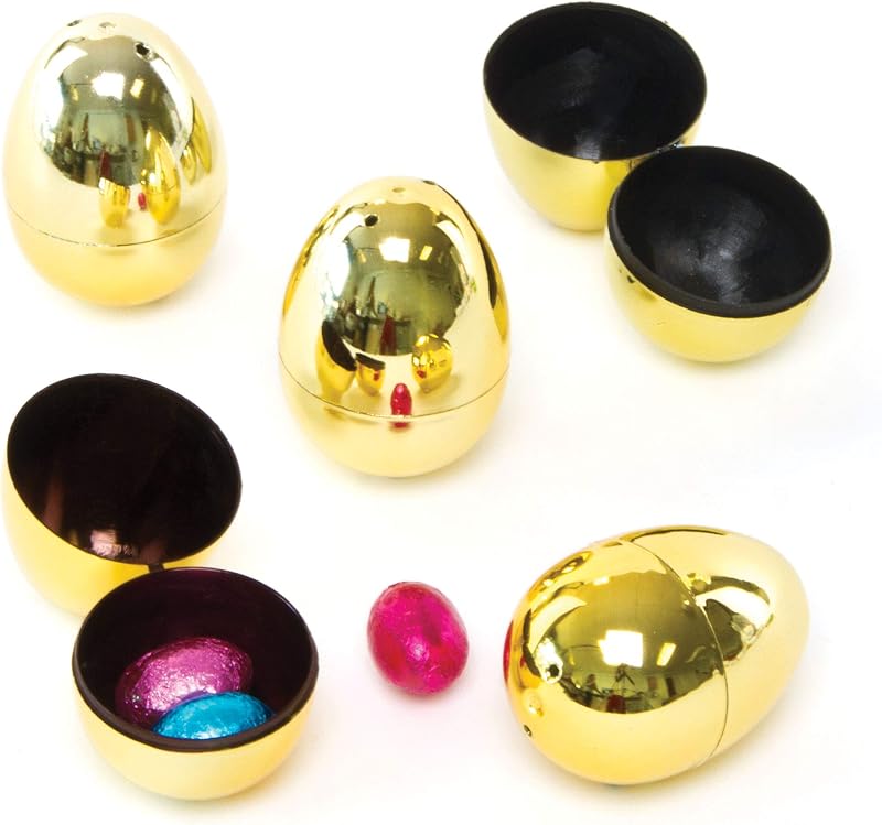 Baker Ross AG315 Golden 2-Part Eggs Party Bags 10 Pack Easter Fillers