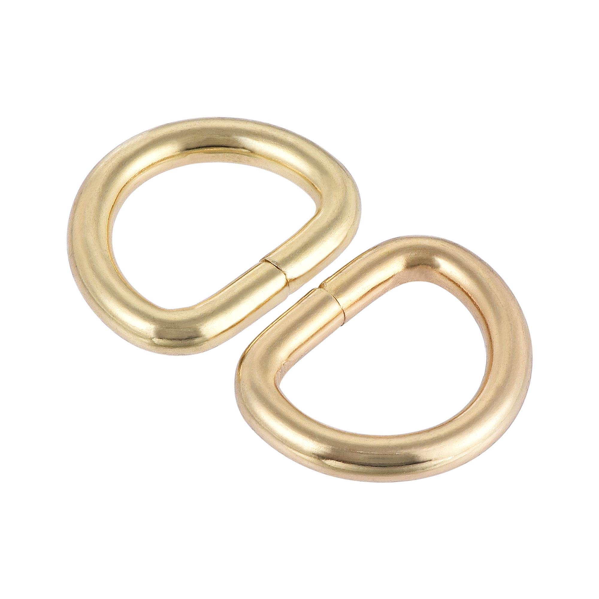 sourcing map Metal D Ring 0.63"(16mm) D-Rings Buckle for Hardware Bags Belts Craft DIY Accessories Gold Tone 50pcs