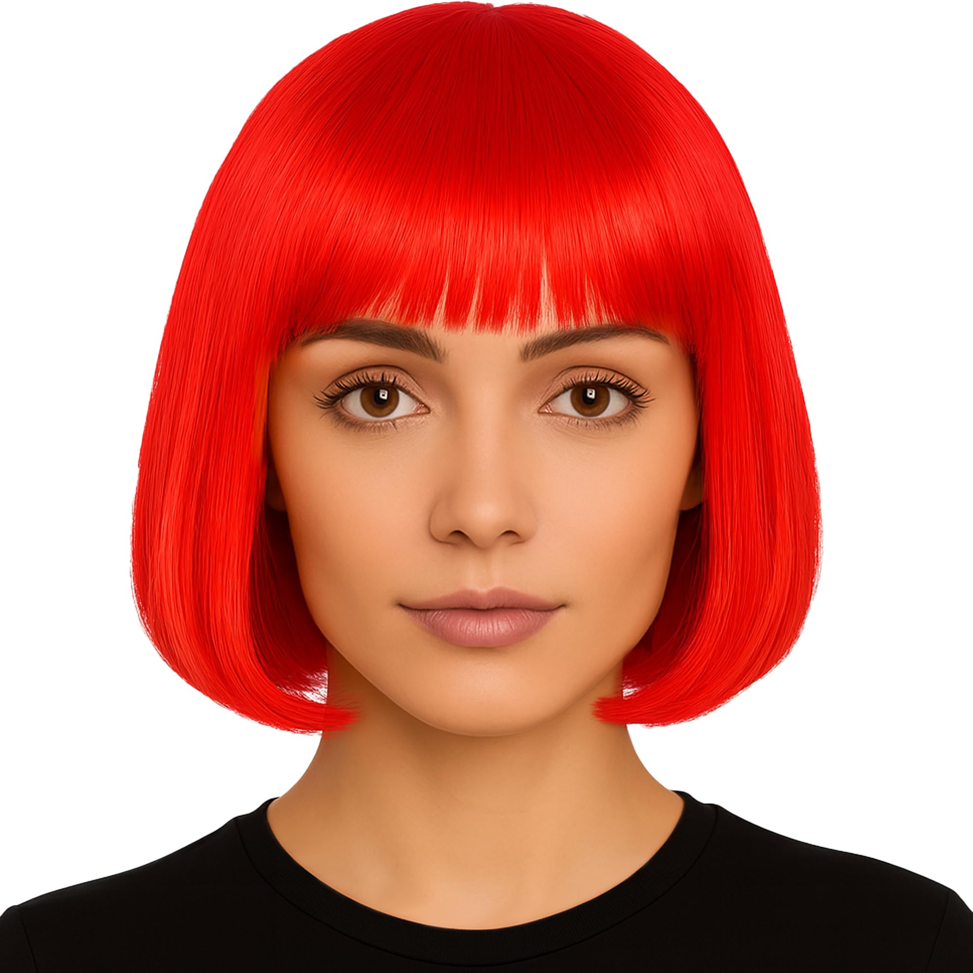 Short Bob Wigs for Women Fancy Dress - 12 Inch Synthetic Short Hair Wigs for Women - Ladies Bob Straight Hair as Anime Cosplay, Halloween Costume Accessories, 70s and 80s Fancy Dress Accessories