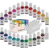 Epoxy Resin Pigment - 24 Colors Non-Toxic Epoxy Resin Dye Liquid for Resin Coloring, Resin Jewelry Making - Concentrated Epoxy Resin Color Pigment for Art, Paint, Crafts - 0.35oz Each