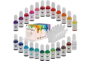 YRYM HT Epoxy Resin Pigment - 24 Colors Non-Toxic Epoxy Resin Dye Liquid for Resin Coloring, Resin Jewelry Making - Concentrated Epoxy Resin Color Pigment for Art, Paint, Crafts - 0.35oz Each