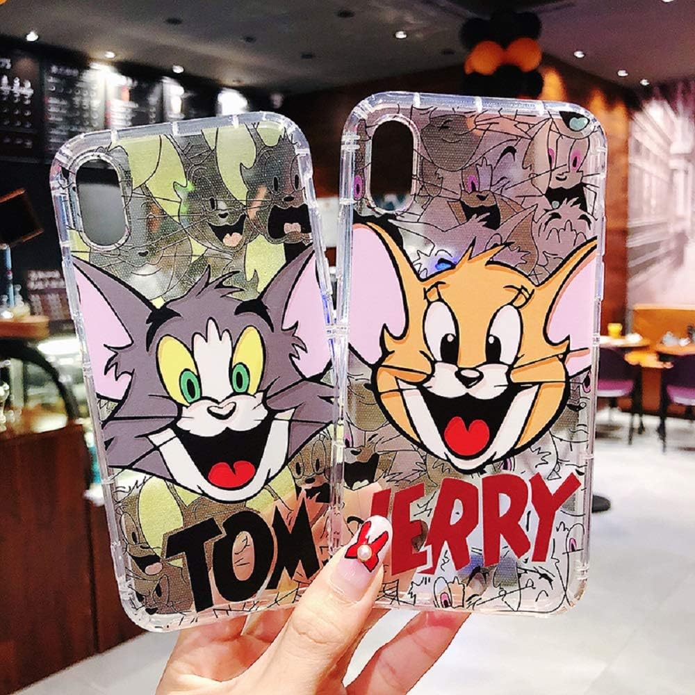 1PC Funny Cute Cartoon Tom Jerry Mouse Cat Phone case for iPhone 11 Pro X XS Max Xr 7 8 6 6s Plus Clear 3D Relief Back TPU Cover (Jerry, iPhone 6plus 6splus)