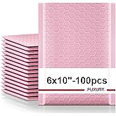 Fuxury Bubble Mailers 6x10" 100 Pack Light Pink Padded Envelopes Usable Size 6x9" Self Seal Mailing Envelopes Bubble Padded Shipping Bags for Mailing,Packaging, Small Business, Boutique, Bulk #0