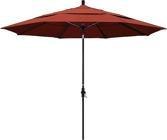 Amazon Com California Umbrella 11 Round Aluminum Pole Fiberglass Rib Patio Umbrella Crank Lift Collar Tilt Bronze Pole Sunbrella Terracotta Gscuf118117 5440 Dwv Patio Umbrellas Garden Outdoor