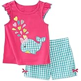 Bumeex Toddler Girls Summer Outfit Cotton Top and Shorts Clothing Set