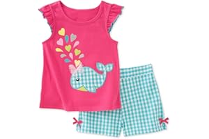 Bumeex Toddler Girls Summer Outfit Cotton Top and Shorts Clothing Set