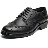 U-lite Women's Perforated Lace-up Wingtip Multicolor Leather Flat Oxfords Vintage Oxford Shoes