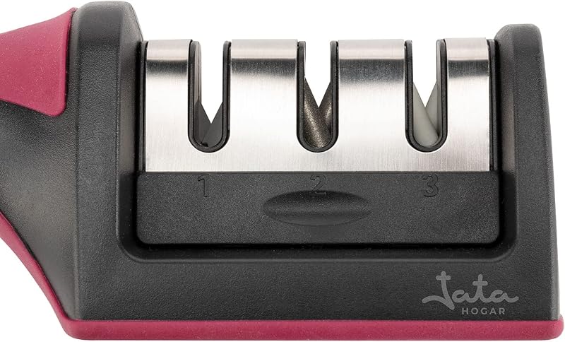 Jata HACC4541 - Afiador de Facas Profissional, Adequado para todos os tamanhos, 3 processos de afiação, Punho e base antiderrapantes, Manuseamento simples e confortável, Afiação eficaz