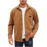 Comdecevis Mens Corduroy Shirts Jacket Button Down Long Sleeve Work Shirts Shackets with Pocket