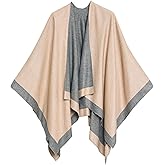 Women's Shawl Wrap Poncho Ruana Cape Cardigan Sweater Open Front for Fall Winter