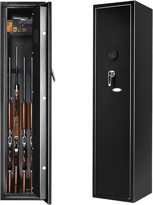 Amazon Com Rifle Safe Large Electronic 4 Gun Safe Invie Quick Access Shotgun Security Storage Cabinet With Movable Shelf For Handgun Ammo Kitchen Dining