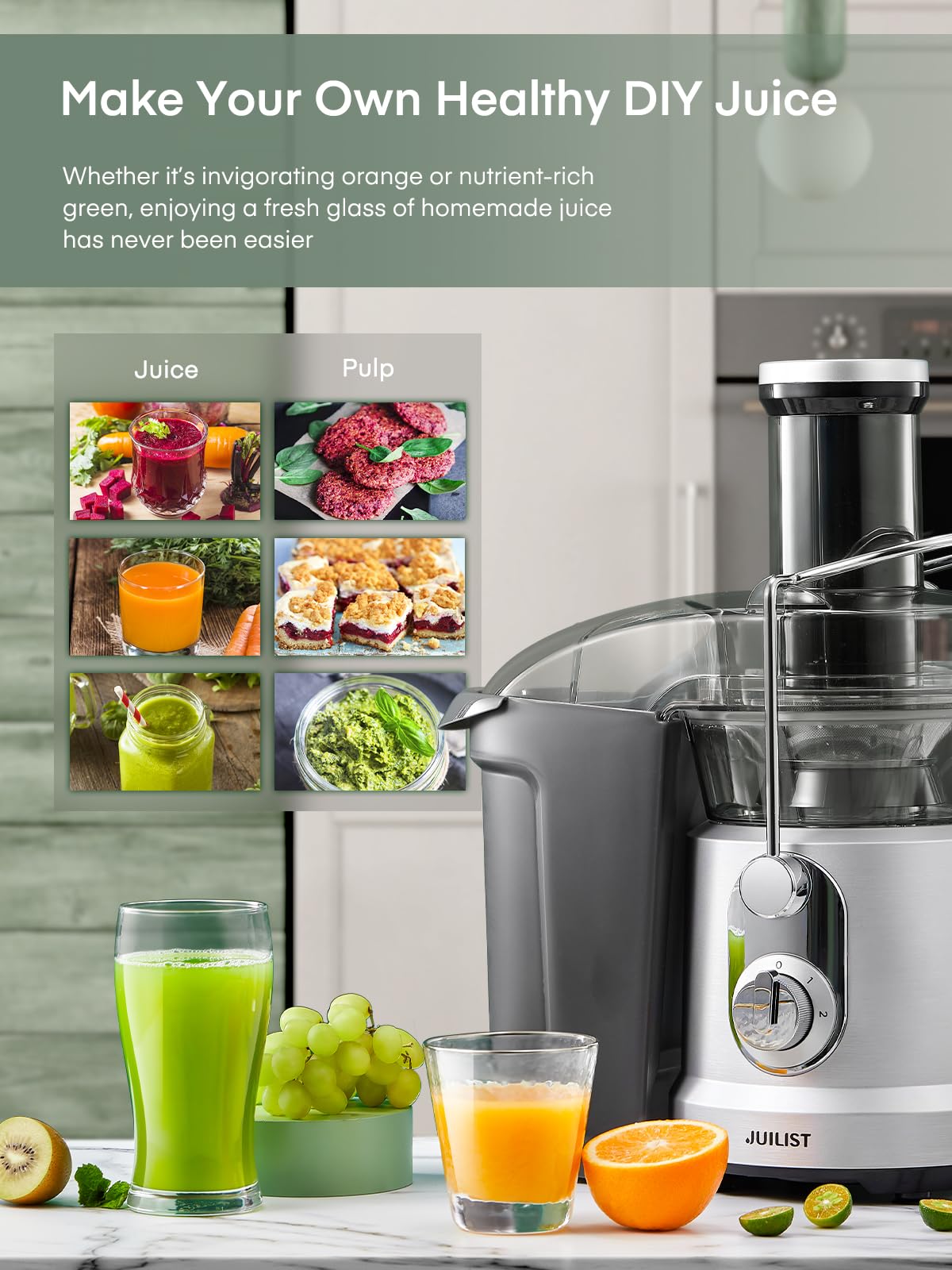 1300W Juicer Machines, Juilist Powerful Juice Extractor Machine with 3.2