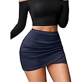 Avidlove Skirts for Women Stretch High Waist Ruched Bodycon Y2k Short Skirt Side Split Pencil Mini Skirt