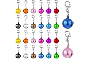 LIQWEI 24 Pcs Pet Bells For Dog Cat Collar, Colorful Bell With Lobster Clasp, Cat Bells For Collar Animal Pendant Accessories for Pet Training Diy Crafts Festival Party Decoration