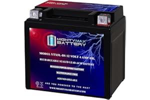 Mighty Max Battery YTX5L-BS -12 Volt 4 AH, 80 CCA, Rechargeable Maintenance Free SLA AGM Motorcycle Battery