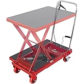 VEVOR Hydraulic Lift Table Cart, 500lbs Capacity 28.5" Lifting Height, Manual Single Scissor Lift Table with 4 Wheels and Non
