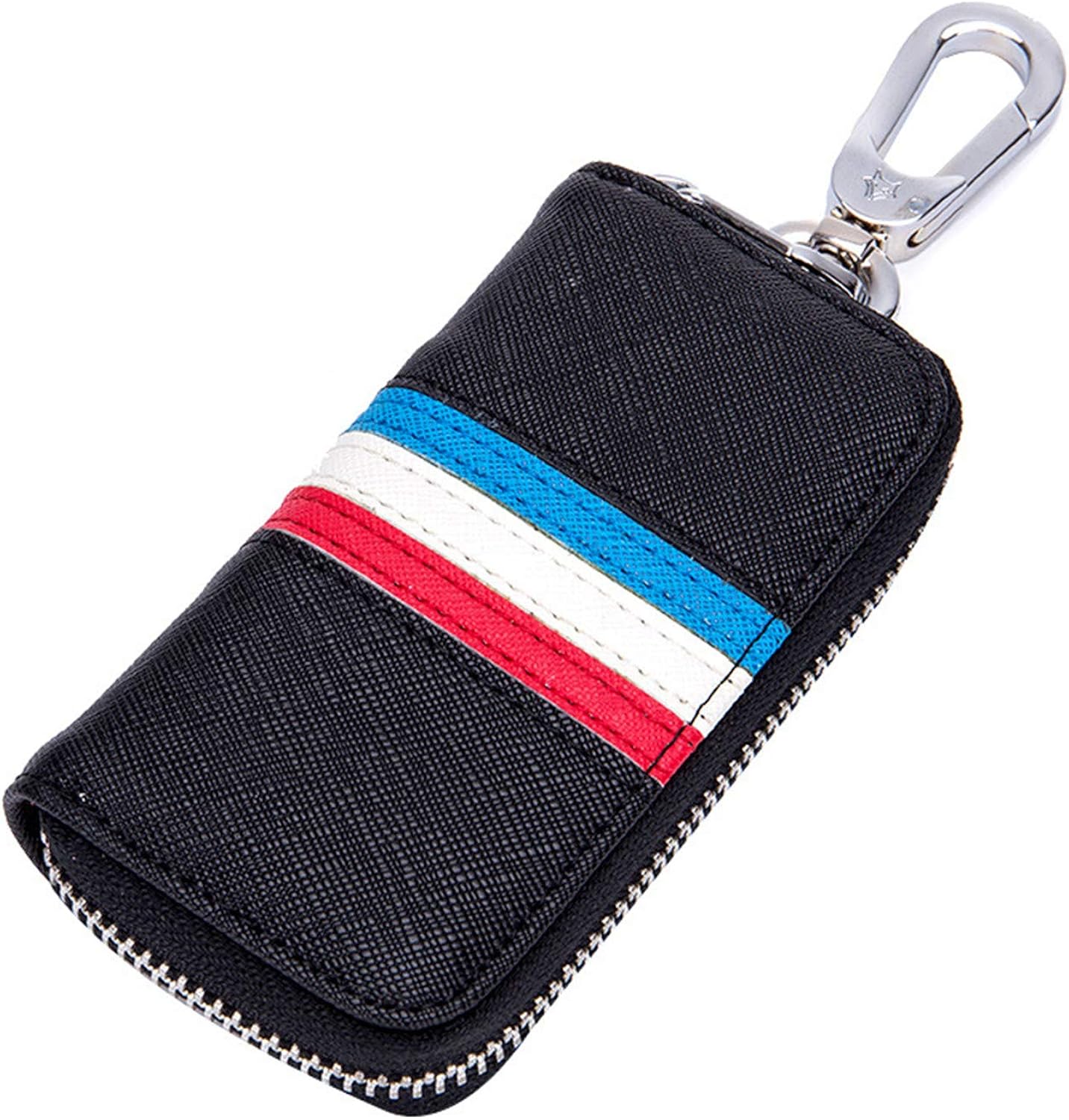 Car Key Case for Mens Womens PU Leather Keychain Holder Metal Hook and