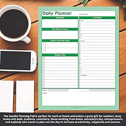 Gazelle Daily Planner To Do List Notepad with 24