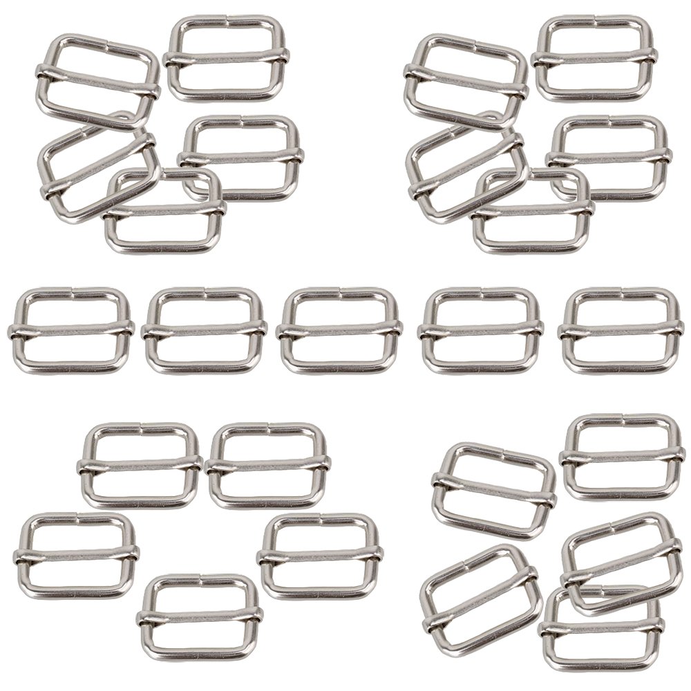 Hysagtek 50 Pcs 1 Inch Metal Adjustable Slide Buckle Strap Triglides Slides for Making Handbag, Backpack, Luggage Bag