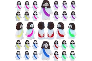 XiawaLangzhuo 32 Pcs Mini Jesus Figures Easter Mini Rubber Jesus Toys to Hide and Seek, Miniature Religious Party Favors Baptism Gifts Sunday School Easter Egg Stuffers (6 Color*32)