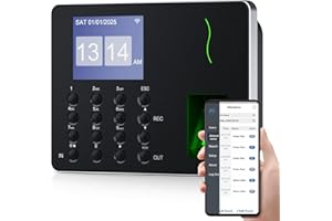 NGTeco APP-Based Time Clock, Fingerprint & PIN Time Clocks for Employees Small Business, 2.4GHz WiFi Biometric Clock in Machine for Employees with APP for iOS Android, No Monthly Fee