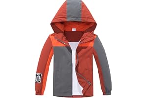 NATUST Boys Girls Lightweight Rain Jacket Mesh Lined Hooded Raincoat Water-Resistant Windbreaker for Kids