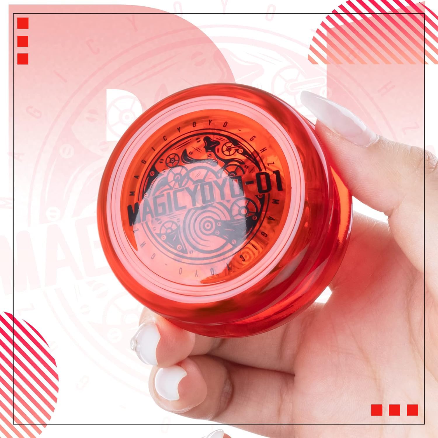 Looping Yoyo D1 Responsive Yo Yo for Kids Beginners, 2A Loop Yo-yo Starter Yo-Yo Easy to Play Basic String Tricks (Red)