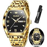 OLEVS Mens Watches Luxury Business Analog Quartz Watches for Men with Stainless Steel Dress Date Waterproof Luminous Wrist Watches