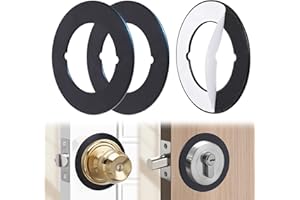 Vizava 2 Pcs Upgraded Door Knob Plates with Double-Sided Tape –Thick Stainless Steel Scar Plates for Deadbolts & Knobs, Durable Lock Hole Covers for Fixing Loose Knobs and Damaged Areas(Matte Black)