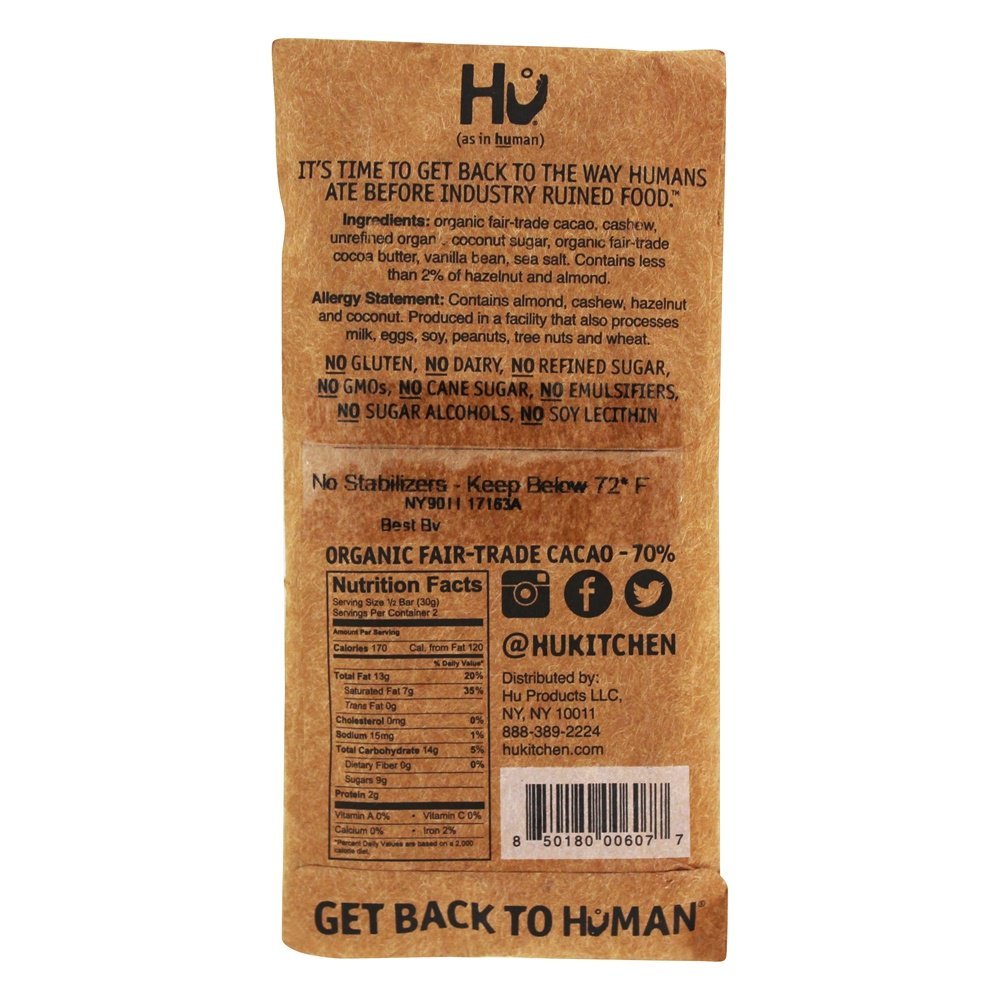 HU Organic Dark Chocolate Bar Cashew Butter + Pure Vanilla Bean 2.1
