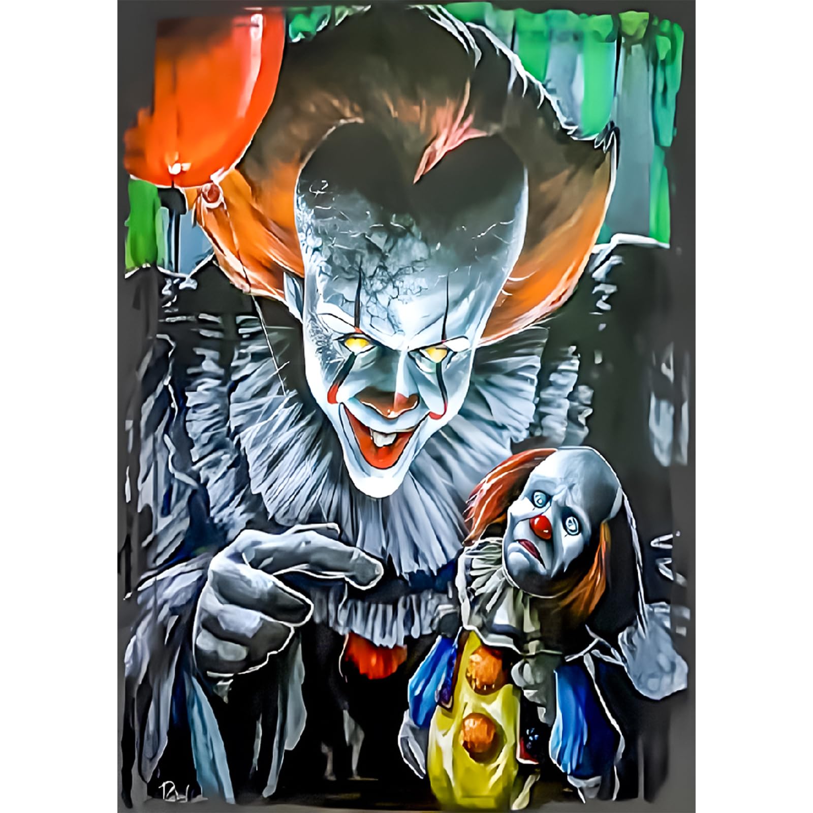 NAIMOER Halloween Diamond Painting Kits for Adults, Clown Diamond Painting DIY 5D Diamond Painting Horror Theme Diamond Art Kits for Home Wall Decor 30x40cm