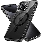 JETech Magnetic Case for iPhone 15 Pro Max 6.7-Inch Compatible with MagSafe Wireless Charging, Shockproof Phone Bumper Cover, Anti-Scratch Clear Back (Black)
