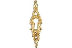 UNIQANTIQ HARDWARE SUPPLY Brass Decorative Keyhole Cover | 2-7/16" x 5/8" | Keyhole Cover Escutcheon Plate for Cabinet Door, Dresser Drawers, Desk | Antique, Modern Furniture Hardware | KC24-B