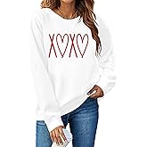 SFHFY Valentines Sweatshirt Women Cute Love Heart Sweater Valentine Pullover Shirt Casual Heart Long Sleeve Tops