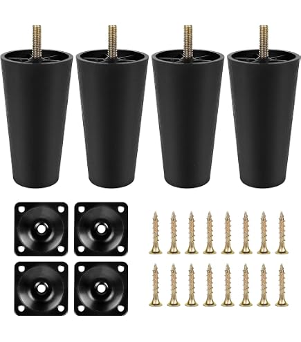 Quluxe Sofa Legs 4.5 Inch - Plastic Replacement Couch Legs, Square Design With M8 Bolts (Pack Of 4, Black) - View #10