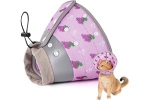 Avont Cat Cone Collar Soft to Stop Licking, Adjustable Foldable Lightweight Kitten Recovery Collar After Surgery for Small Dogs, Elizabeth Cone of Shame Alternative -Grape(M)