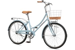 Bixike Retro Design Girls Bike 14 16 18 Inch Cruiser Bicycle with Basket & Training Wheels for 3-13 Years Old Kids, 20 24 26 Inch with Kickstand for Youth Over 6 Years Old, Multiple Colors