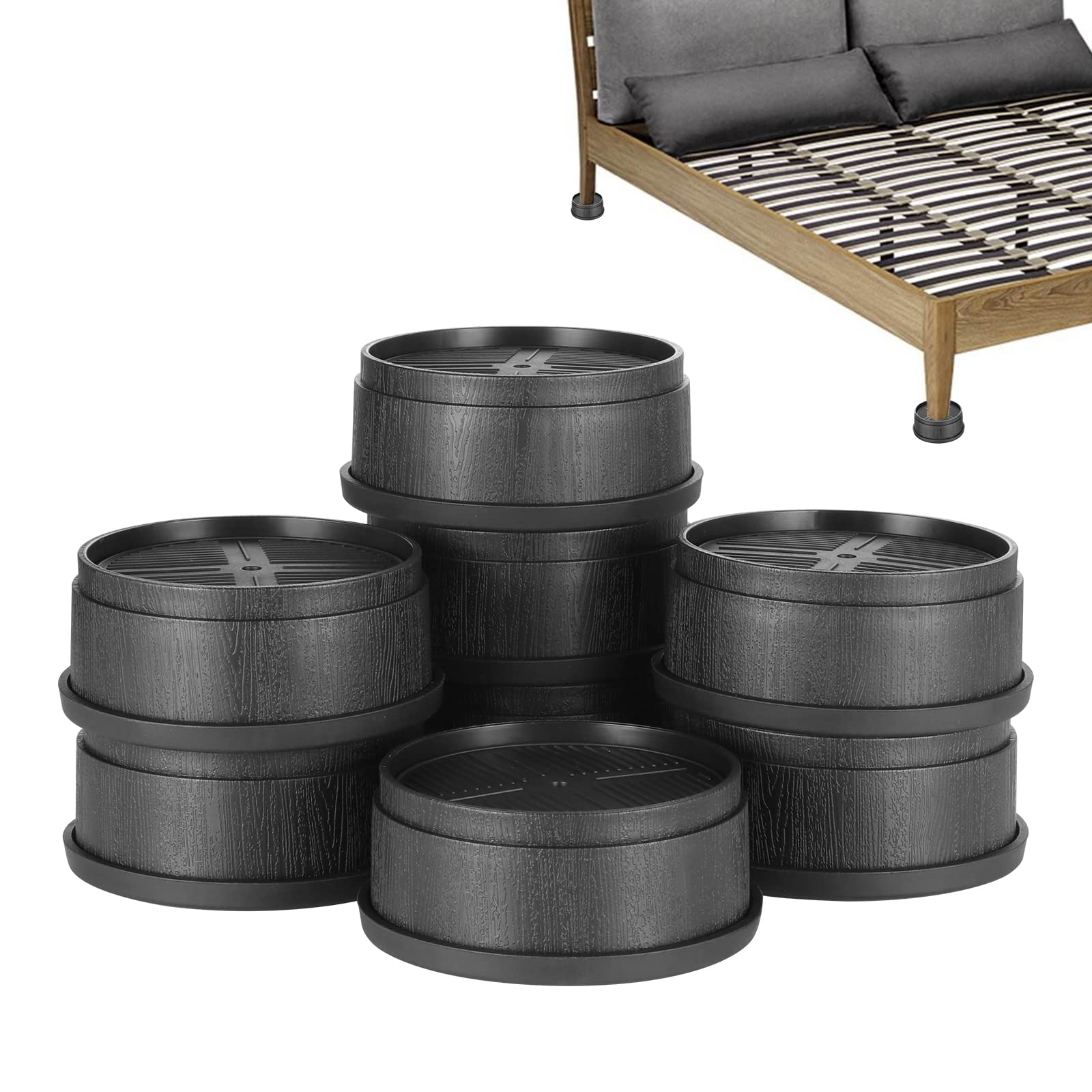 Moendergo 8PCS Furniture Riser Heavy Duty Stackable Bed Lifts Risers 1.5” 3” 6” Lift Height Adjustable Table Chair Sofa Riser Anti Slip Furniture Lift Pads Support Up to 1000kg