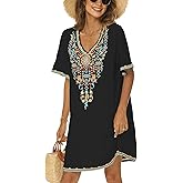 Higustar Women's Mexican Embroidered Dresses Peasant Tradition Bohemian Hippie Fiesta Plus Size Dress