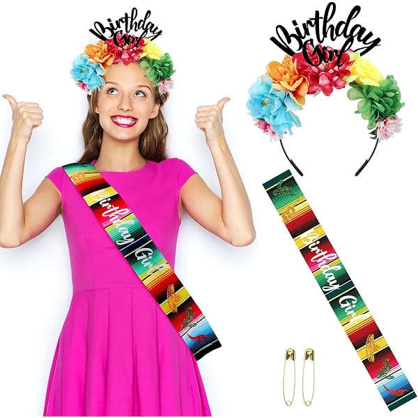 Amazon.com : Hoteam 2 Pcs Birthday Girl Headband and Sash 