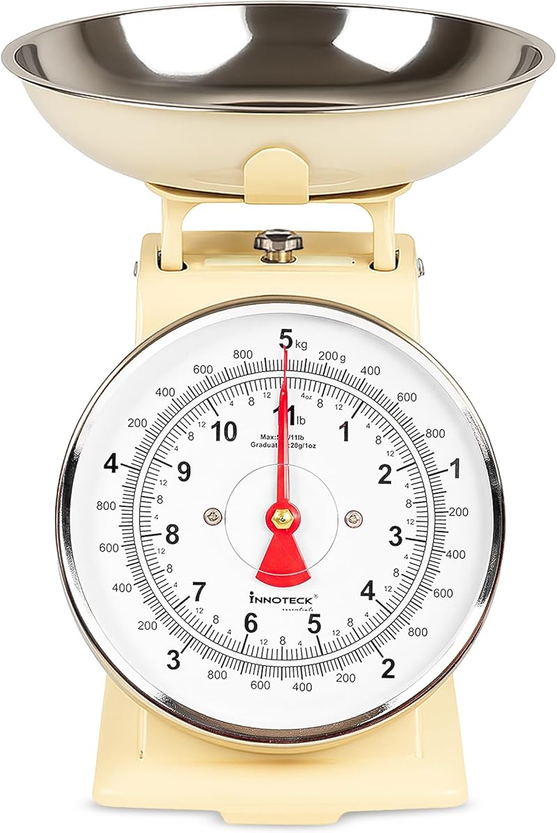 Innoteck Mechanical Kitchen Scale with Bowl 5kg Cream