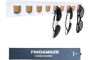 FINDAMAZE Sunglasses Organizer Wall Mounted Wood Sunglass Holder for Home Glasses Holder/Sunglasses Rack,Home Decor (White-1pcs-long)